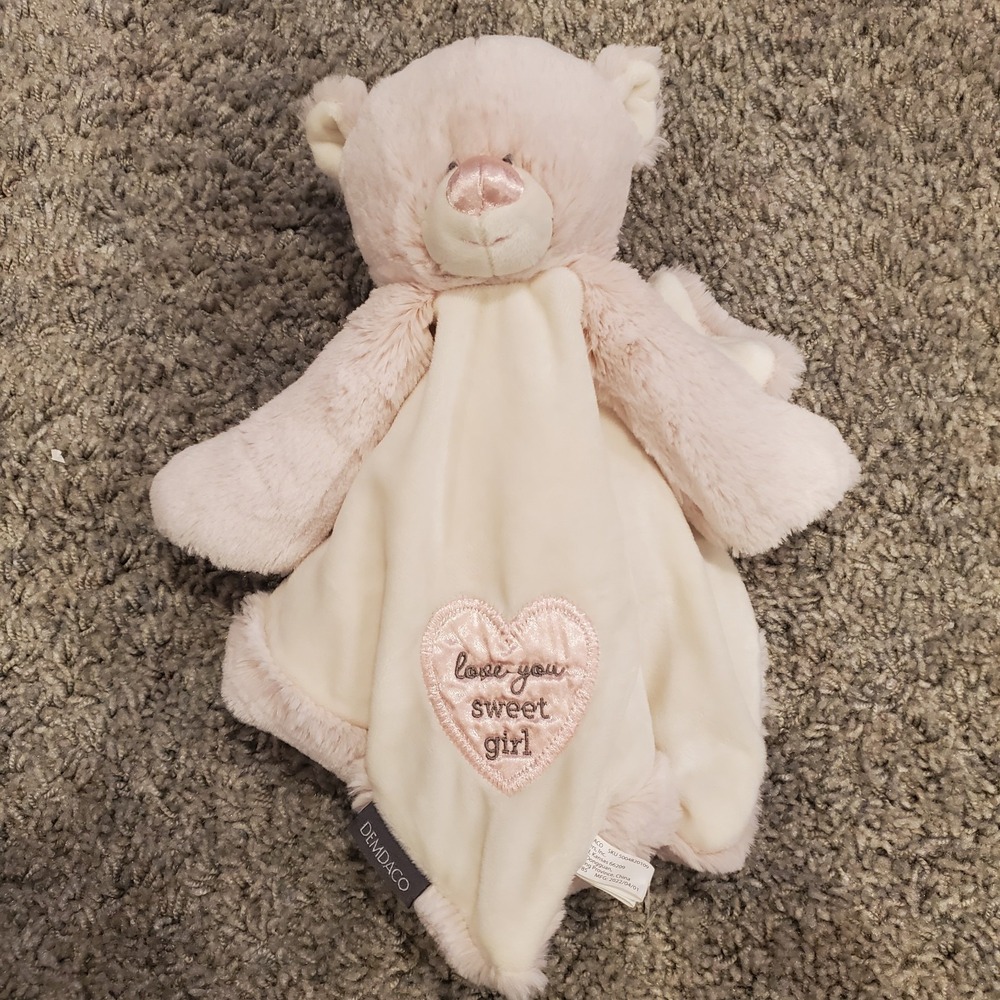 NEW Demdaco Teddy Bear Lovey Security Blanket "Love You Sweet Girl" Super Soft!‎ - Picture 6 of 6